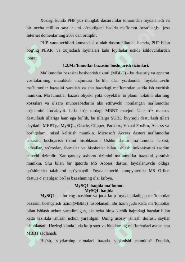 PHP da ma’lumotlar  bazalari bilan ishlash 6