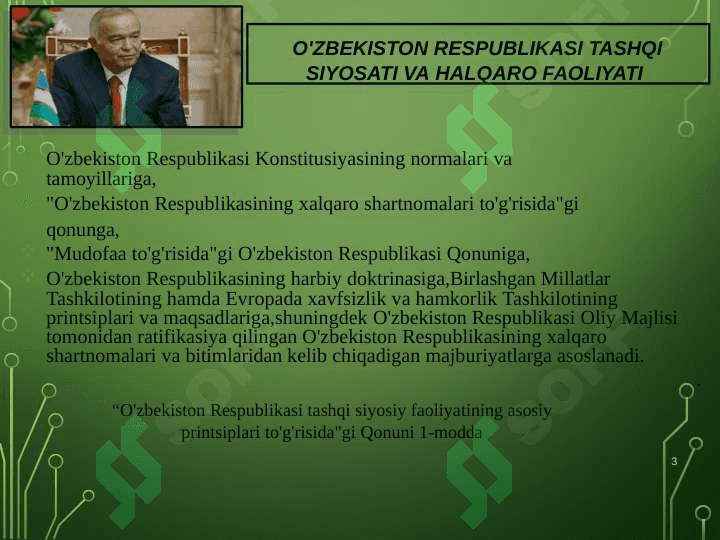Oʻzbekistonning  xalqaro tashkilotlar bilan hamkorlik aloqalari 3
