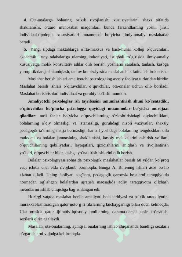 Psixolog faoliyatining asosiy yo'nalishlari 4
