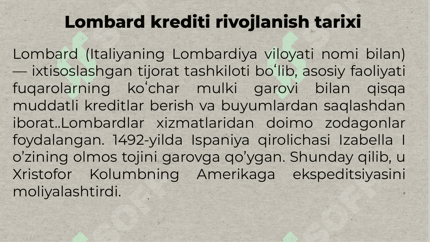 Lombard tashkilotlari va ularning faoliyati 3
