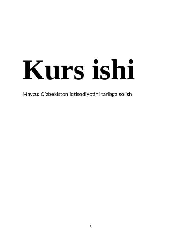 O’zbekiston iqtisodiyotini taribga solish