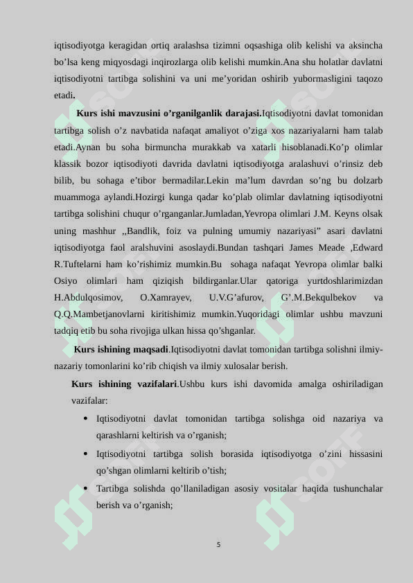 O’zbekiston iqtisodiyotini taribga solish 5
