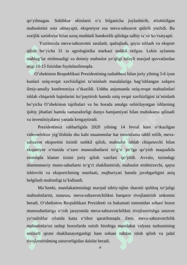 Kam tarqalgan, tarkibining qimmatliligi hamda dorivorligi bilan ajralib turuvchi sabzavot ekini monardo (lot. Monarda) ni O‘zbekiston sharoitiga introduksiya qilish 4
