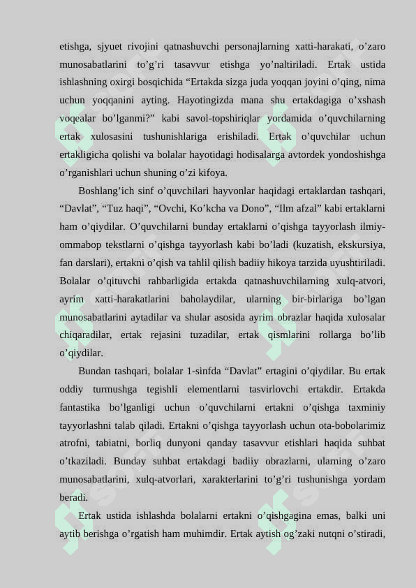 O’qish darslarida hikoya o’qish  uslubiyati 1-sinf 7