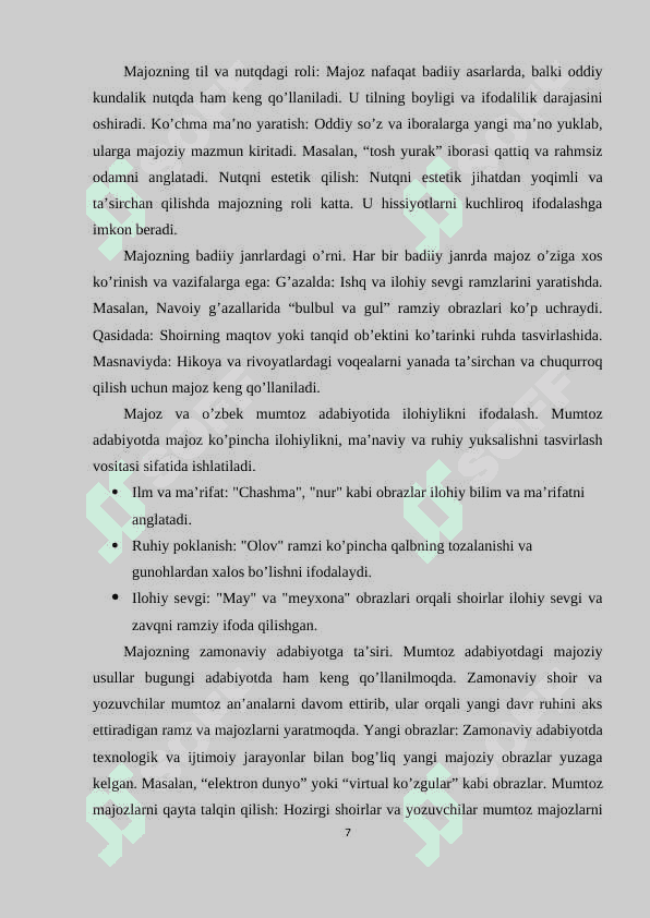 O’ZBEK MUMTOZ ADABIYOTIDA MAJOZ TARIXI 7