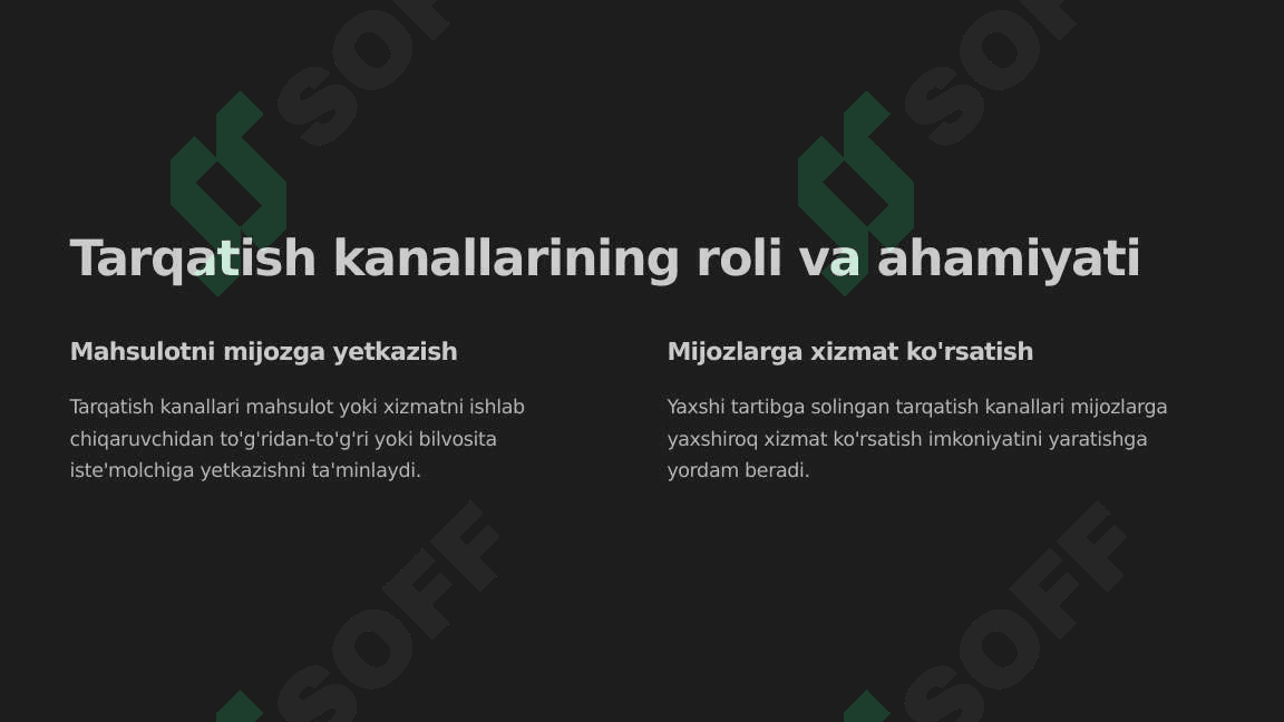 Mahsulot va xizmatlarni tarqatish kanallarining uzunligini aniqlash 3