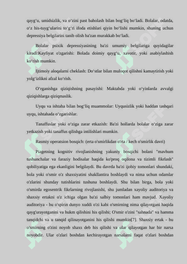 BOLALIK DAVRIDA PSIXIK DEPRESIYA 8