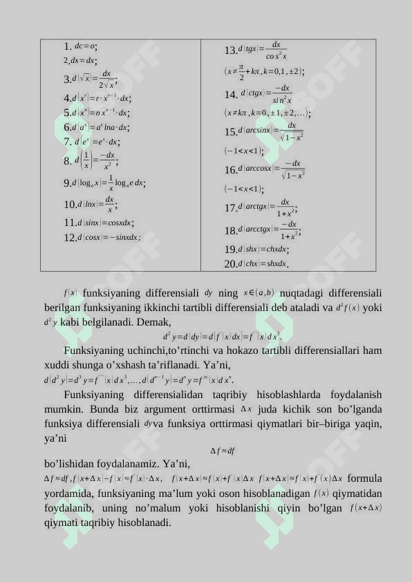 Funksiyaning differensiali 2
