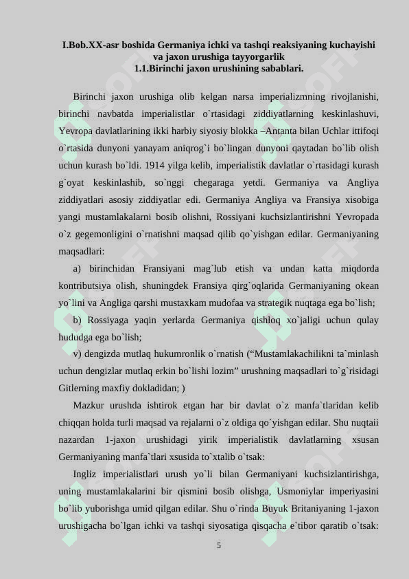 Birinchi jahon urushi, uning yakuni 5