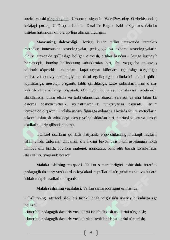 Kontentni boshqarish tizimlariga oid mavzularni o'qitishda interaktiv metodlardan foydalanish (wordpress misolida) 4