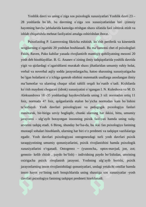 YETUKLIK DAVRINING BIRINCHI BOSQICHIDA SHAXSNING RIVOJLANISHI 2
