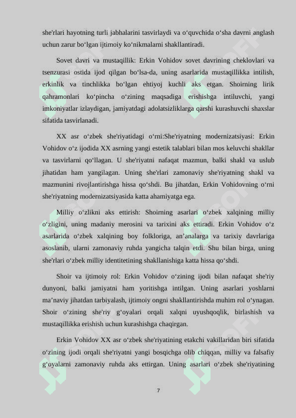 XX ASR O'ZBEK SHE'RIYATIDA IJODKOR OBRAZI (ERKIN VOHIDOV IJODI MISOLIDA) 7