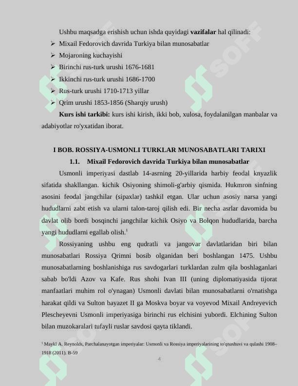 XVII-XIX asrlarda Rossiya-Turkiya munosabatlari 4