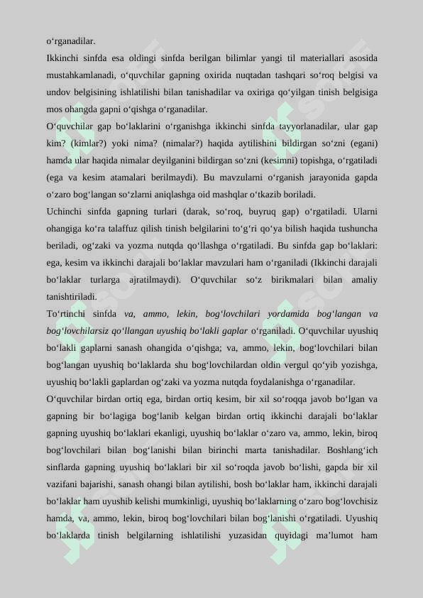 4-SINFDA UYUSHIQ BO’LAKLAR YUZASIDAN MASHQLAR BAJARISH USULLARI 6
