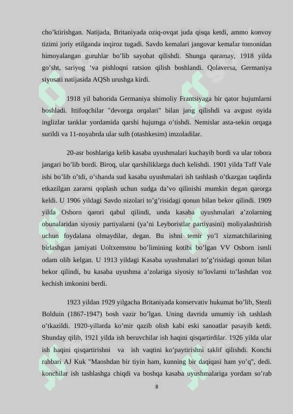XX ASRDA BUYUK BRITANIYANING ICHKI VA TASHQI SIYOSATI. 8