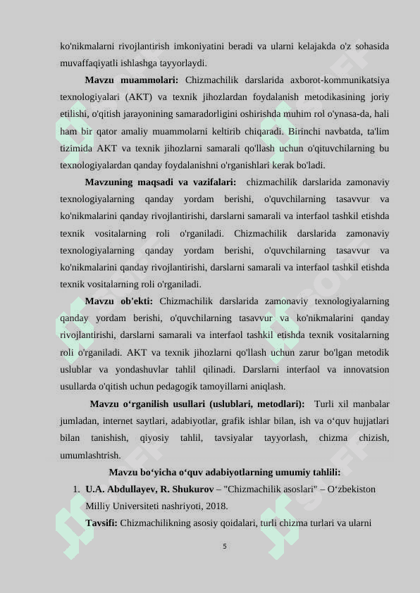 Chizmachilik darslarida AKT va texnik jihozlardan foydalanish metodikasi 5