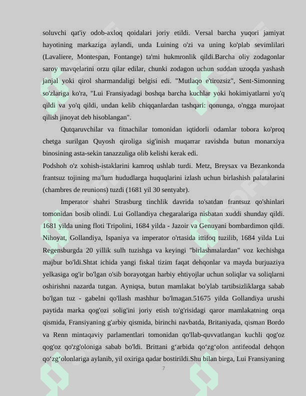 LYUDOVIK XIV NING ICHKI VA TASHQI SIYOSATI 7