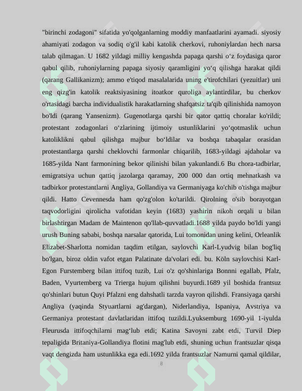 LYUDOVIK XIV NING ICHKI VA TASHQI SIYOSATI 8