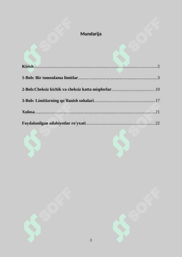 Bir tomonlama limitlar . Cheksiz kichik va cheksiz katta miqdorlar 2