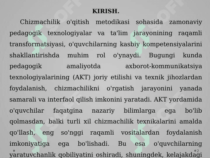 Chizmachilik darslarida AKT va texnik jihozlardan foydalanish metodikasi 2