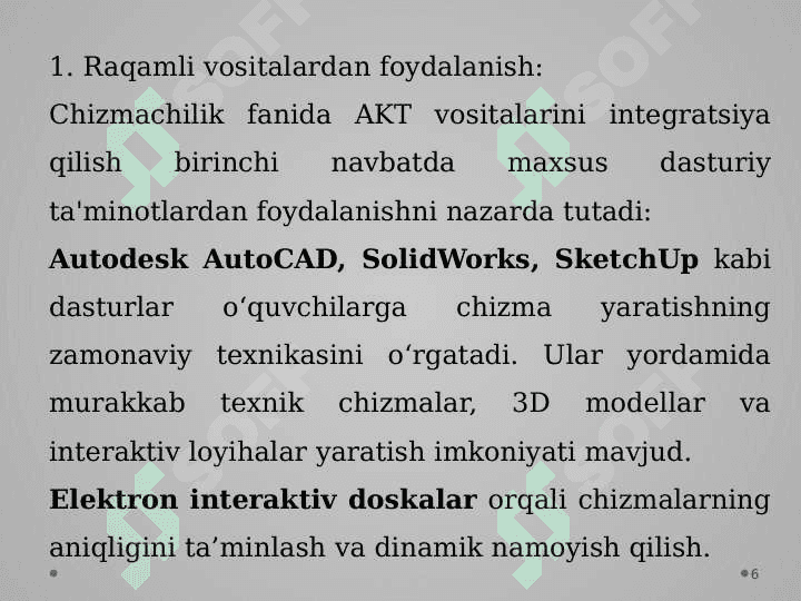 Chizmachilik darslarida AKT va texnik jihozlardan foydalanish metodikasi 6