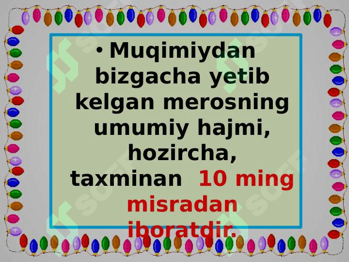 MUHAMMAD AMINXO`JA  MUQIMIY (1850-1903) 8