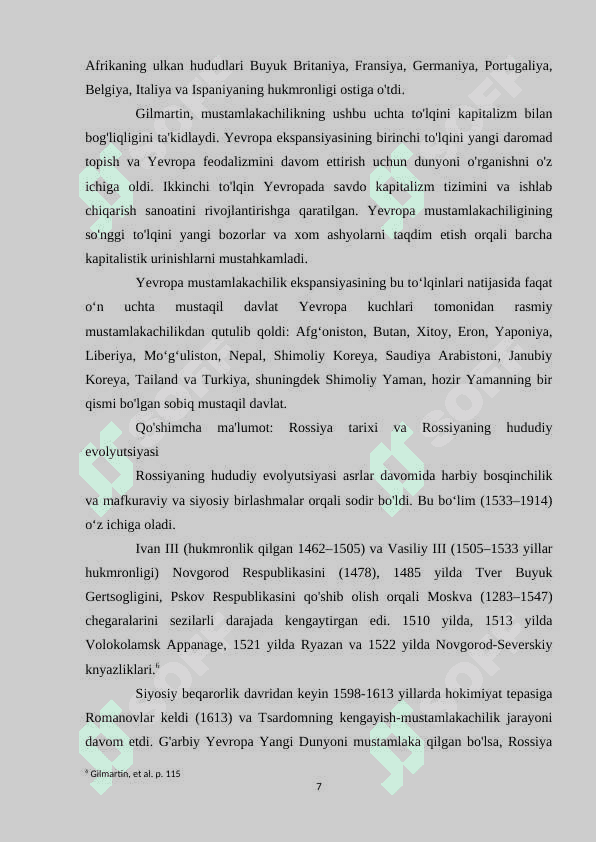 YEVROPA DAVLATLARINING MUSTAMLAKALAR UCHUN KURASHI (XVIII XIX ASRLAR). 7