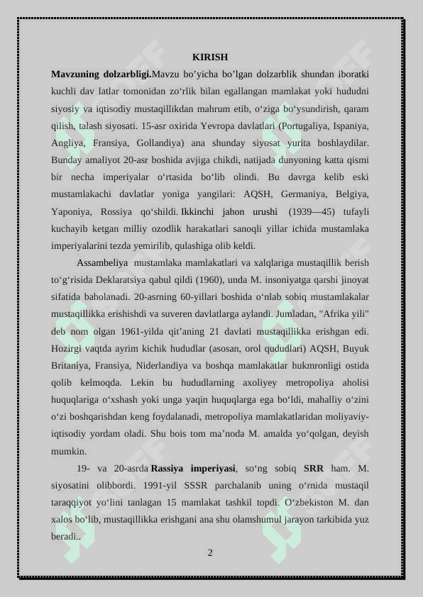 Yevropa davlatlarining mustamlakachilik uchun kurashi 2