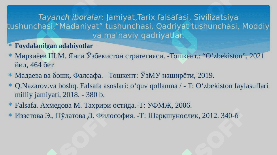 ЖАМИЯТ ВА ТАРИХ ФАЛСАФАСИ. ҚАДРИЯТЛАР. 4