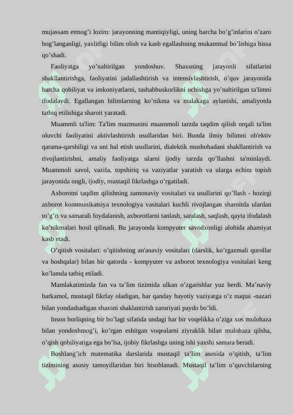 4-sinfda matematikadan mustaqil ishlarni tashkil etish. 8