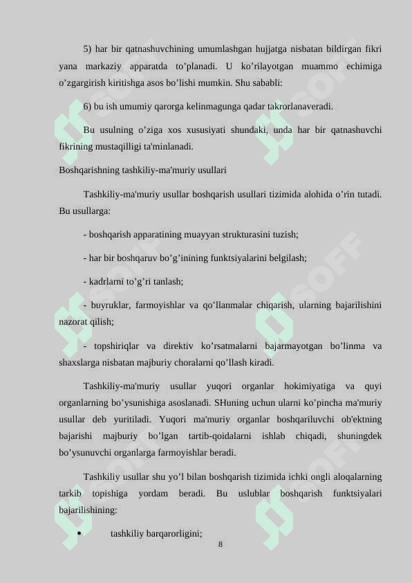 Aloqa korxonalarini boshqarish usullari 8