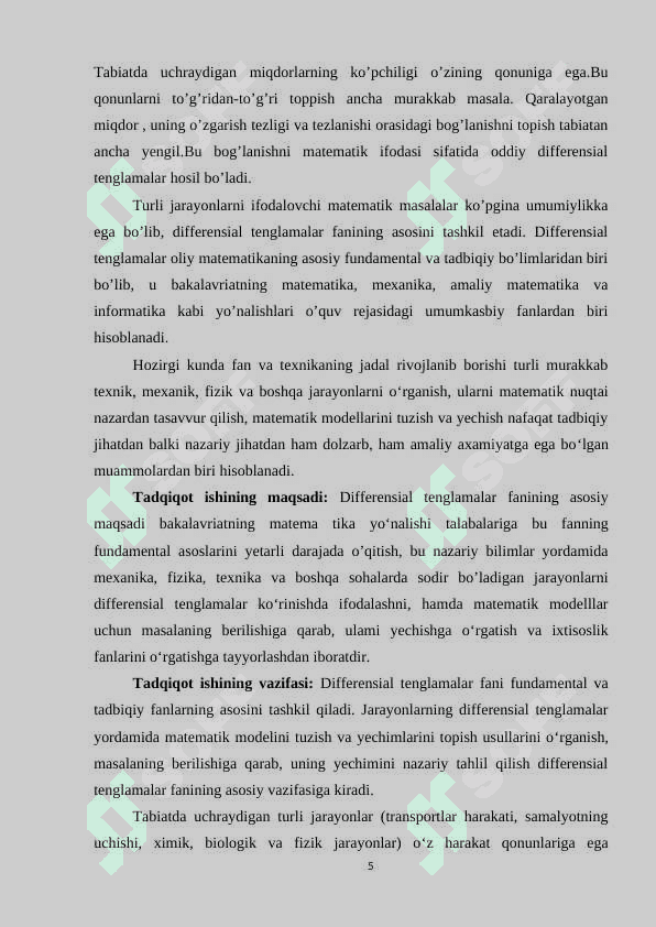 Bir jinsli bо‘lmаgаn о‘zgаrmаs kоеfitsiyеntli chiziqli diffеrеnsiаl tеnglаmаlаr vа ulаrning  yеchimlаrini tоpish usullаri 5