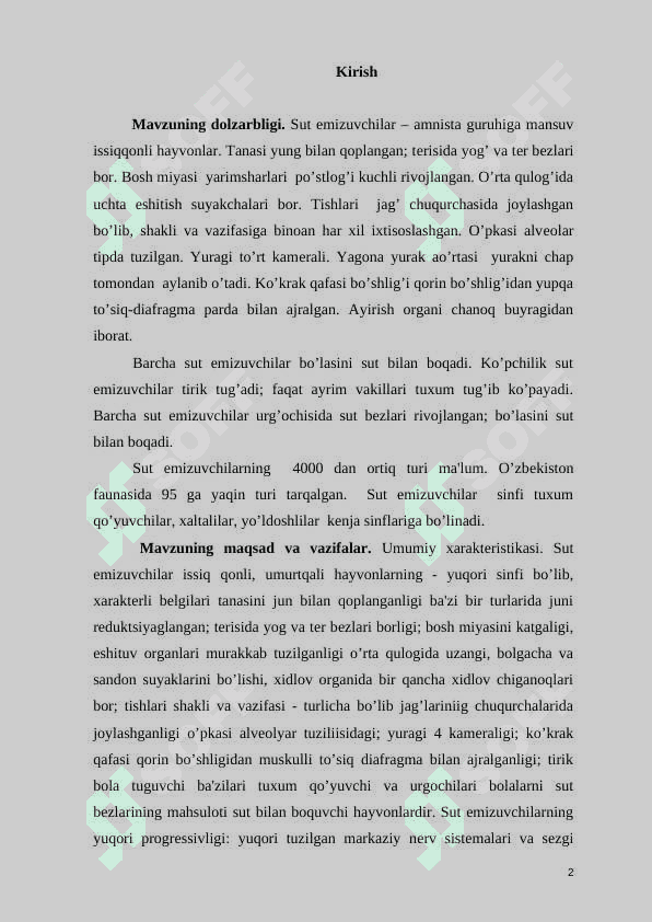 JUFT TUYOQLI SUT EMIZUVCHI HAYVONLARNING BIOLOGIK VA EKOLOGIK XUSUSIYATLARI 2