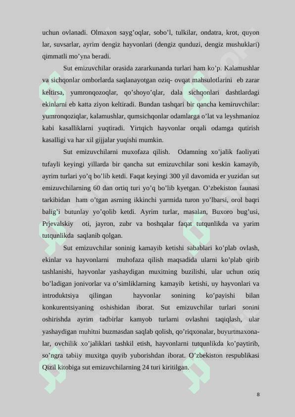 JUFT TUYOQLI SUT EMIZUVCHI HAYVONLARNING BIOLOGIK VA EKOLOGIK XUSUSIYATLARI 8