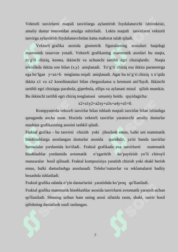 KOMPYUTER GRAFIKASI VA UNI O’QITISH METODIKASI 7