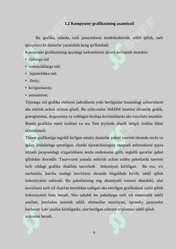 KOMPYUTER GRAFIKASI VA UNI O’QITISH METODIKASI 8