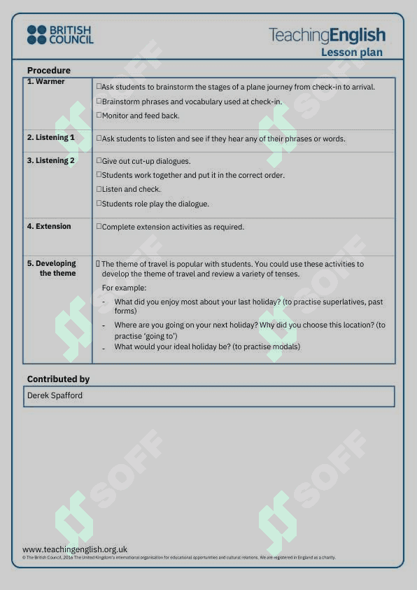 Airport Check In Lesson  PLAN 2