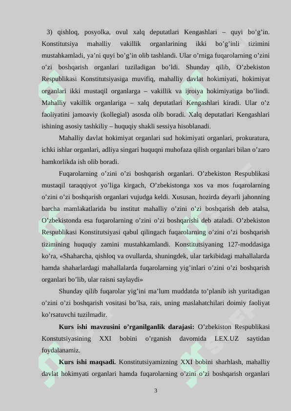 MAHALLIY O'Z-O'ZINI BOSHQARISH ORGANLARI XARAJATLARINI BYUDJETDAN MOLIYALASHTIRISH 3