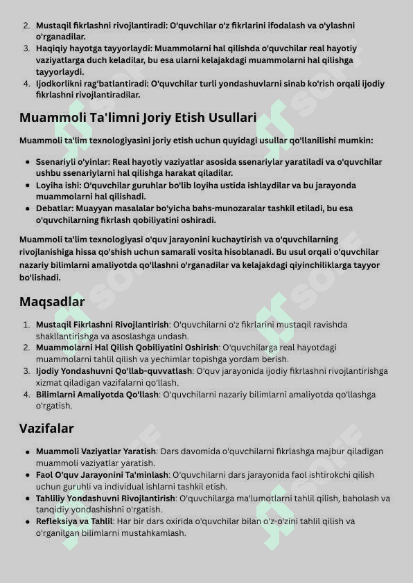 Muammoli Ta'lim Texnologiyasining Maqsad va Vazifalari( RASM TEXT REFERAT) 3