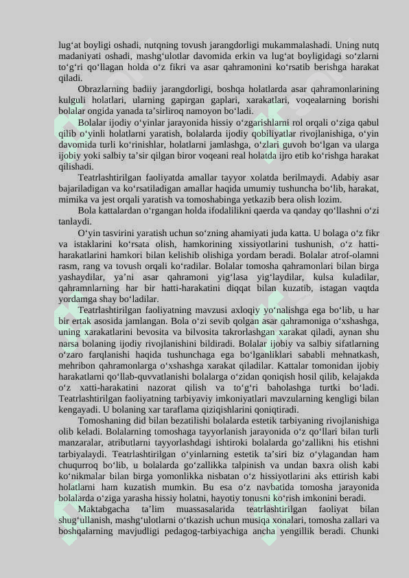 Maktabgacha ta’lim muassasasida saxnalashtirish faoliyatini tashkil qilish texnologiyasi 2