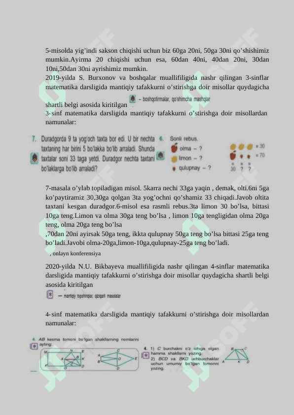 Mantiqiy fikrlashga oid masalalar ustida ishlash 3-sinf 3