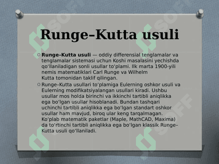 Birinchi tartibli chiziqli differensial tenglamalarni taqribiy yechishning Runge-Kutta usuli. 3