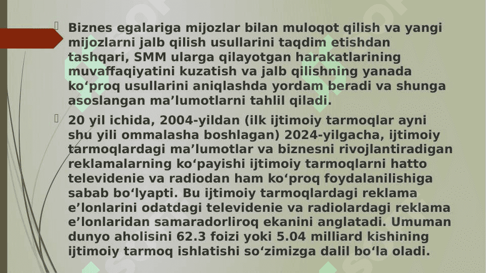 SMM sohasi turlari va ularning vazifalari 4