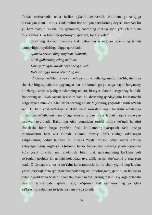 ZULFIYA SHE’RIYATIDA VATAN VA HIJRON MOTIVLARI 6