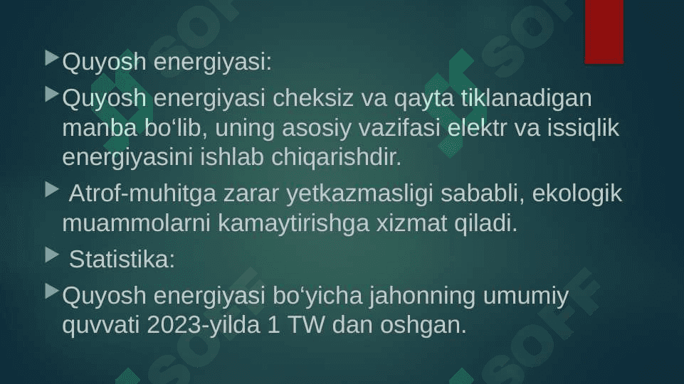 Quyosh fotoelektrik issiqlik qurilmalari 2