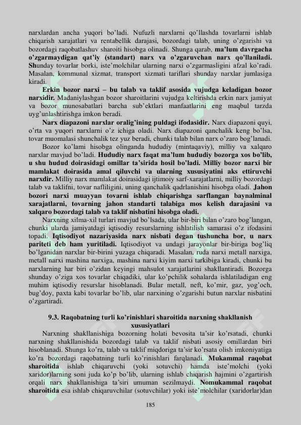 NARXNING MOHIYATI VA SHAKLLANISH XUSUSIYATLARI 7