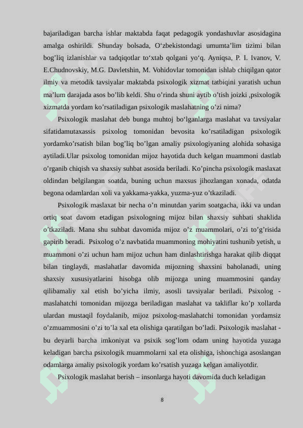 Hozirgi bosqichda psixologik xizmat rivojlanishining dolzarbligi 8