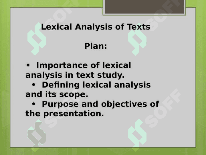 Lexical Analysis of Texts 2