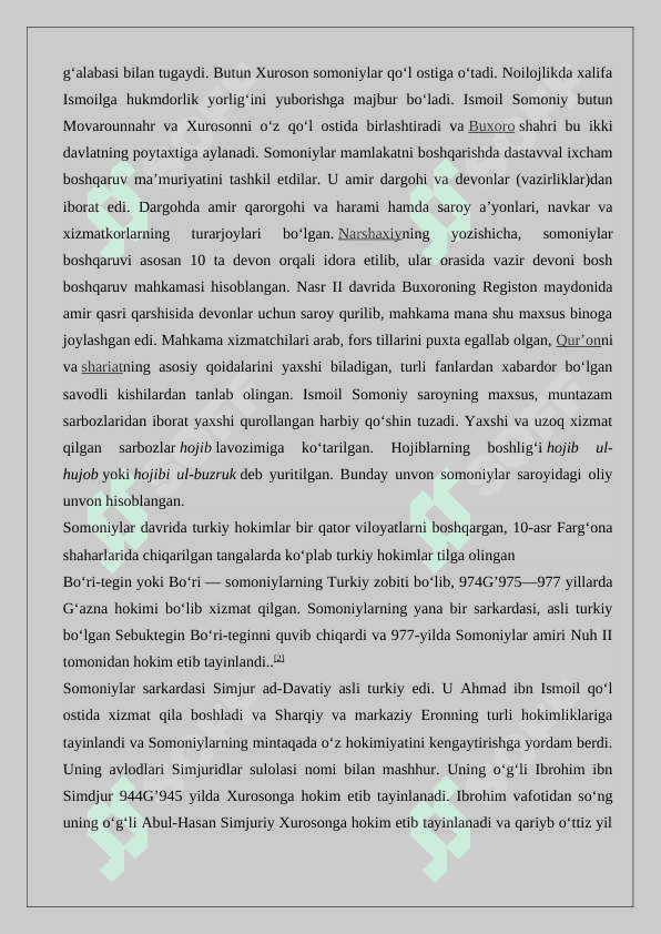 Somoniylar sulolasining hokimiyatga kelishi va X asr birinchi 3