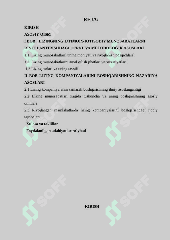 Lizing kompanyalari va ularni iqtisodiyotdagi o’rni 2